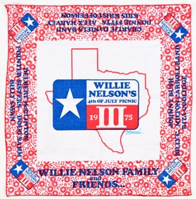 Willie Nelson 4th of July Picnic Bandana c.1975