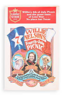 Willie Nelson 4th of July Picnic Poster 1979: Measures 18" x 28".