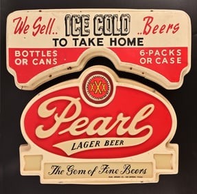 Pearl Beer Two-Piece Lighted Advertising Sign