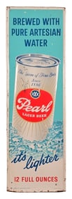 Pearl Beer Embossed Vertical Tin Sign