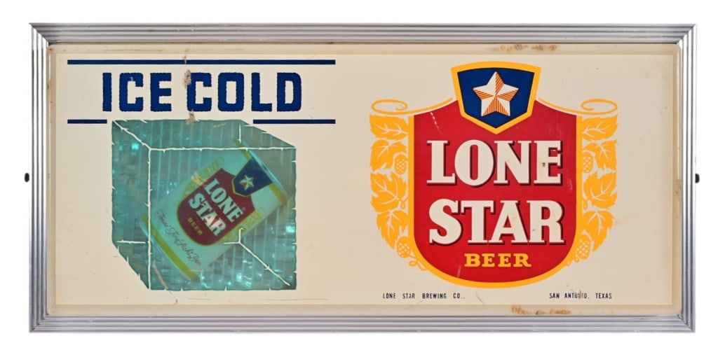 Lone Star Beer Motion Lighted Advertising Sign: Scarcely seen vintage original Lone Star Beer lighted advertising sign. Great working condition, 5" x 12" x 25.75"