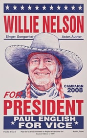 Willie Nelson & Paul English President Poster 2008