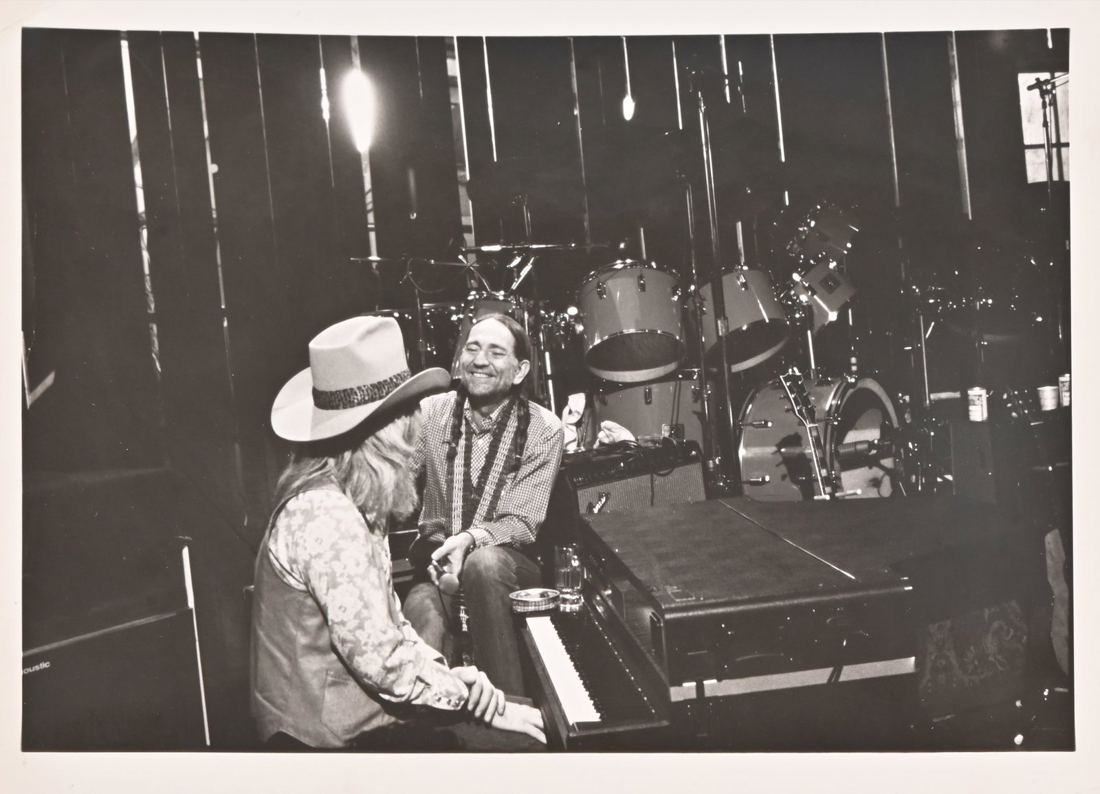 Willie Nelson, Leon Russell Photo SNL '79: Original 8x10 photo by Charlyn Zlotnik of Willie Nelson and Leon Russell, performing together on Saturday Night Live, 1979. From the Paul English Collection.