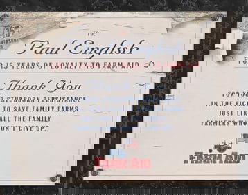 Paul English's Farm Aid 15 Year Loyalty Plaque