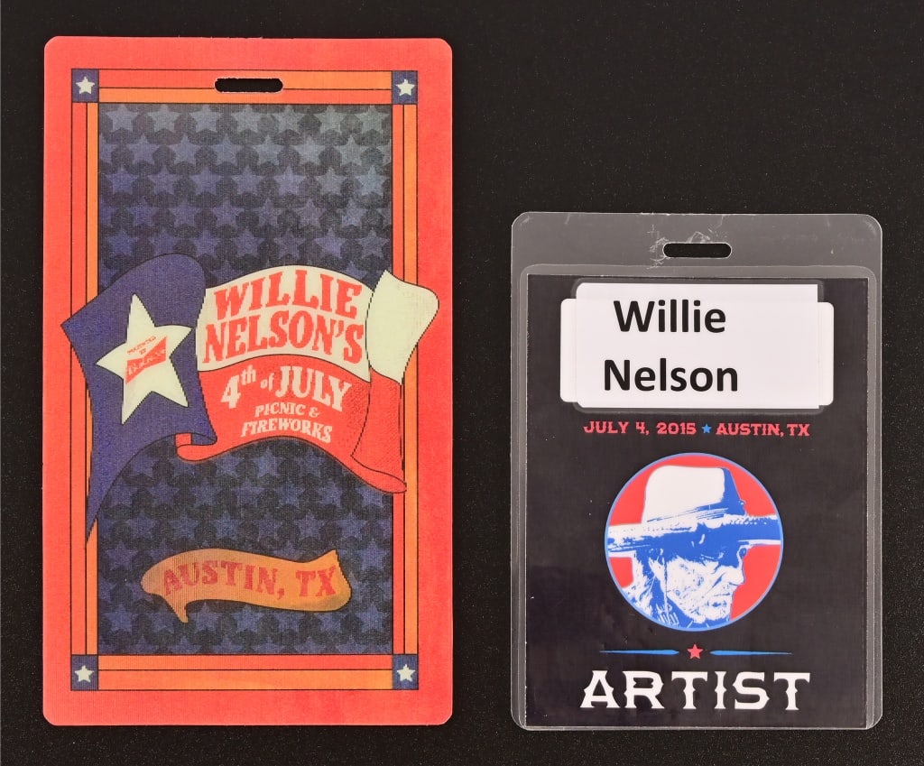 Willie Nelson 4th of July Picnic Willie's Personal: Two of Willie Nelson's personal VIP backstage passes to his 2015 and 2019, Wille Nelson 4th of July Picnic celebrations.