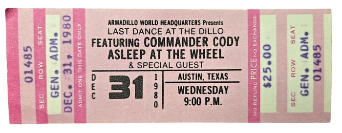 AWHQ Last Dance at the Dillo Ticket Stub 1980