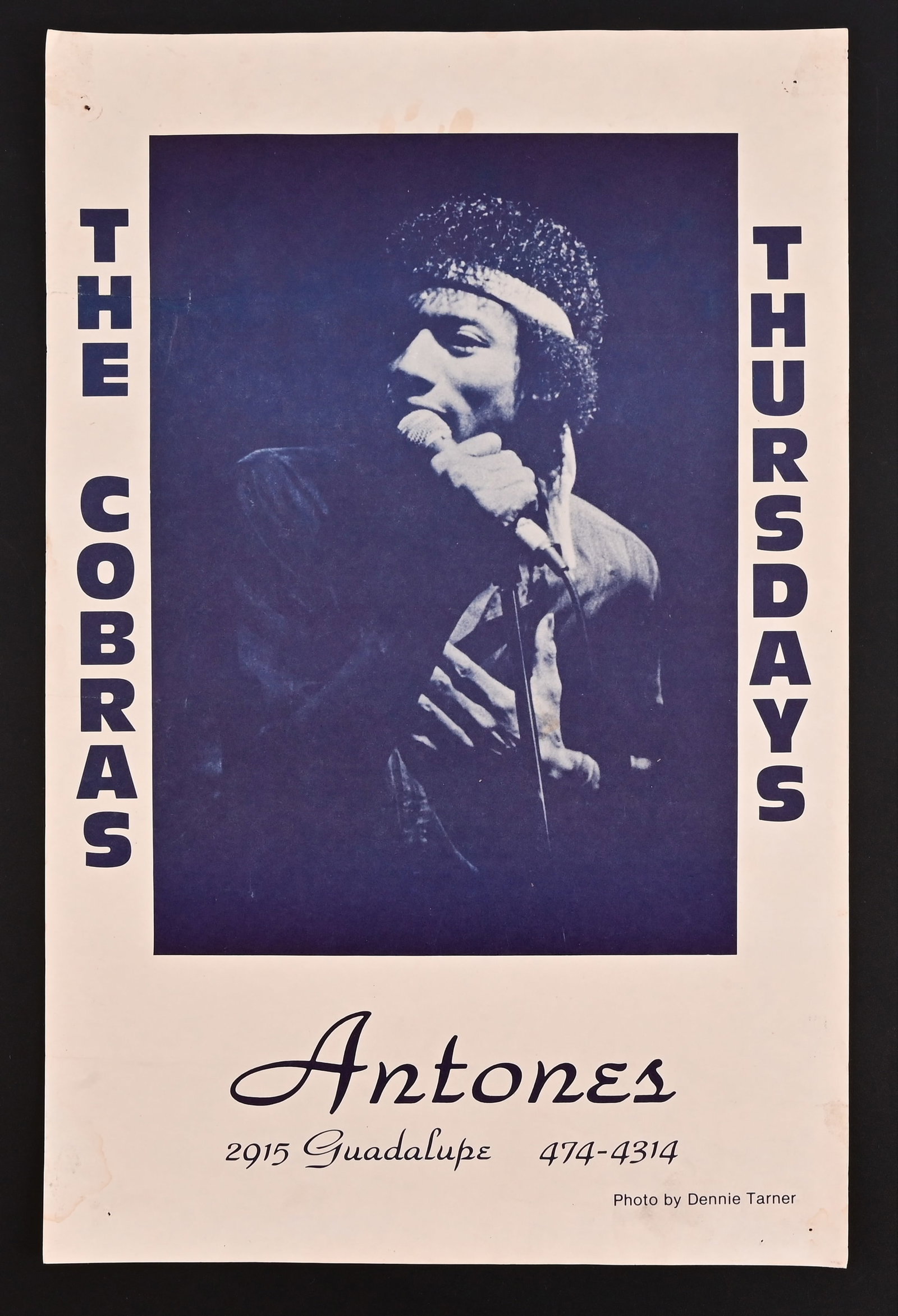 Antone's Austin Texas, The Cobras Concert Poster: Photo by Dennie Turner, 11.25" x 17.25"