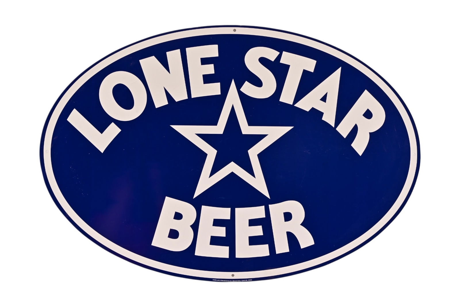Lone Star Beer Oval Logo Tacker Sign Circa 1995: 23.5" x 35"