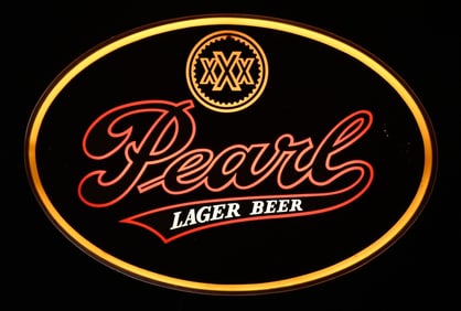 Pearl Beer Oval Lighted Sign