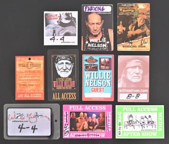 10 Assorted Willie Nelson Backstage Concert Passes