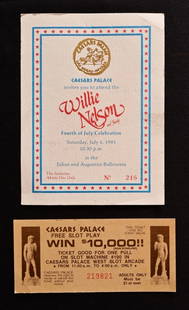 Willie Nelson 4th of July '81 Las Vegas Invitation: Inivitation and ticket to Willie Nelson 4th of July Celebration, Invitation No. 216. Caesar's Palace, Las Vegas, Saturday, July 4, 1981.