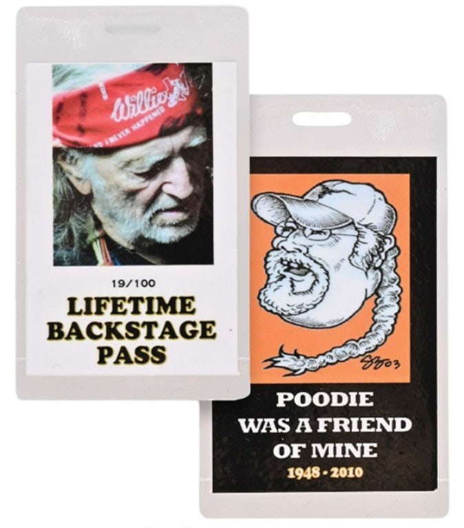 Willie Nelson LIFETIME Backstage Pass 19/100: From the collection of longtime Willie Nelson artist, Steve Brooks. 2.5 x 4.25
