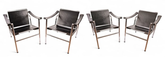 (4) Le Corbusier LC1 Basculant Replica Chairs
