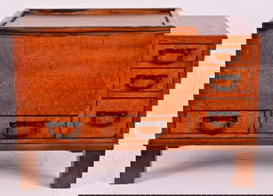 Antique Japanese Copper Lined Burl Wood Hibachi