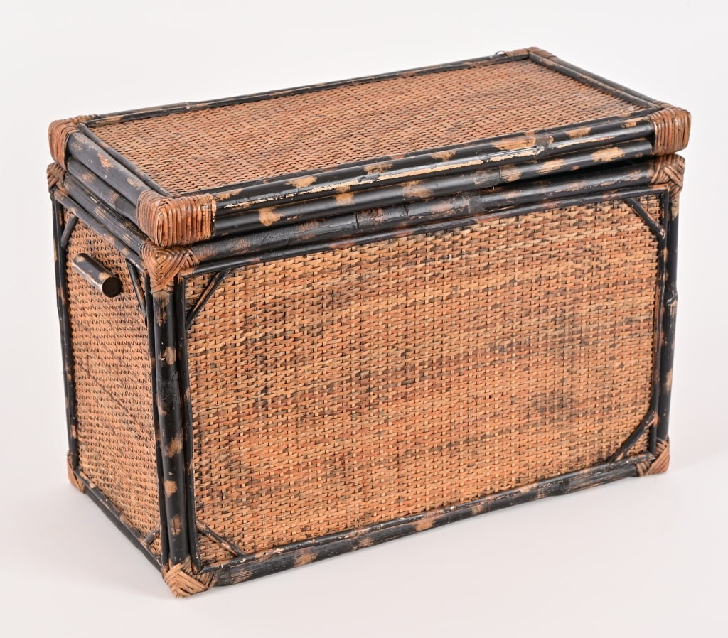 Antique Bamboo Rattan Wicker Trunk (1 of 10)