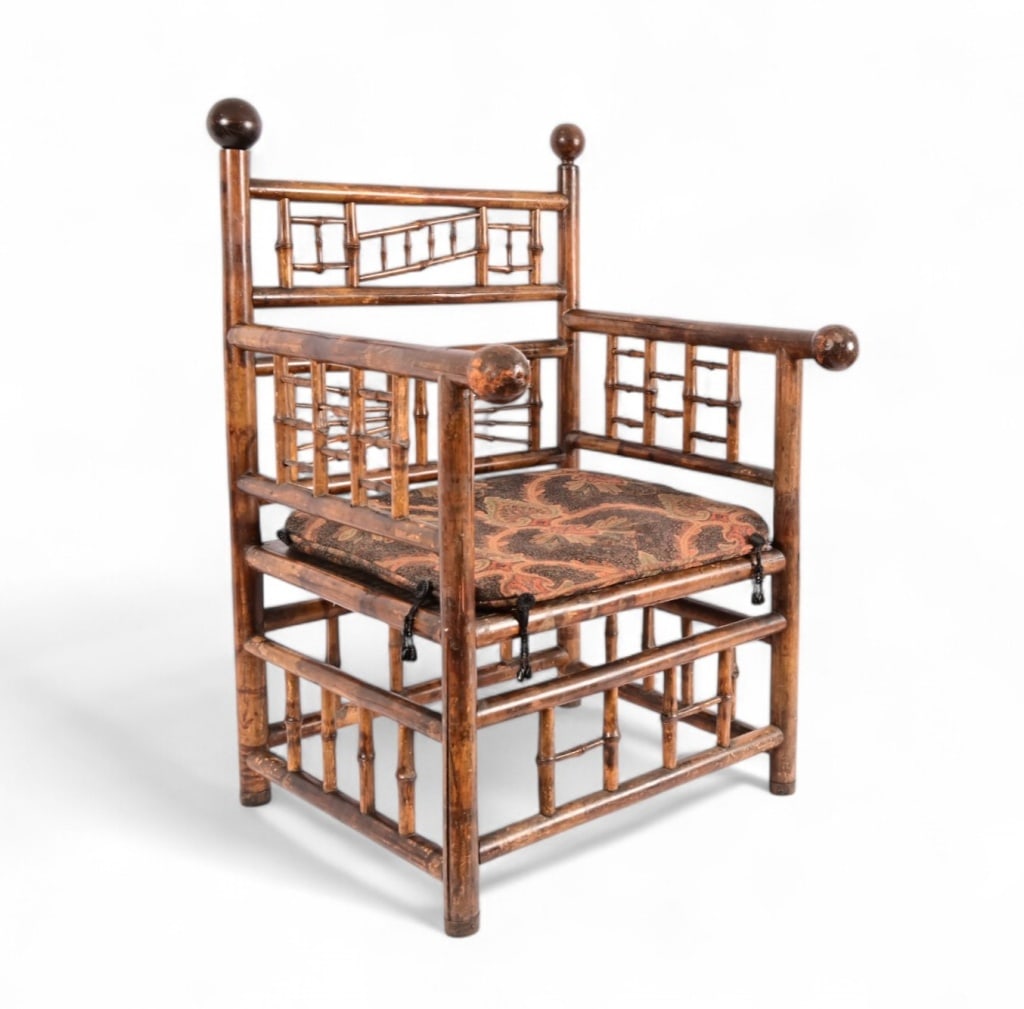 Antique Bamboo Arm Chair: 23" x 23" x 35" RECOMMEND LOCAL PICKUP.