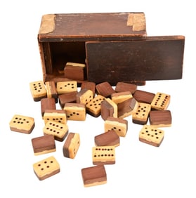 Antique Bamboo & Bone Mahjong Tiles, Dominos