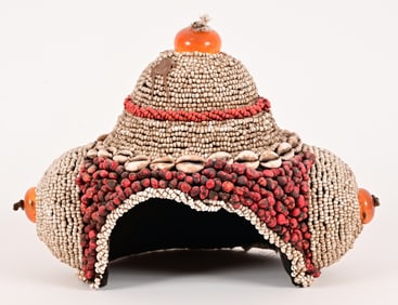 Tibetan Coral & Shell Ceremonial Tulku Hat
