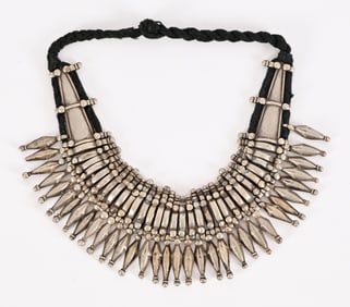 Vintage Nepal Tharu Tribal Silver Necklace