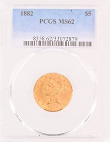 1882 Liberty Head $5 Gold Coin PCGS MS62