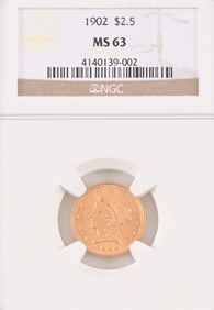 1902 Liberty Head $2.5 Gold Coin NGC MS63