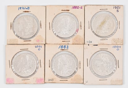 Collection of (6) Morgan US Silver Dollars