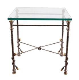 Glass Top End Table with Decorative Base