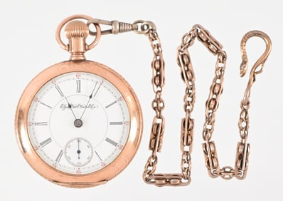 Elgin Gold-Filled Pocket Watch w/ Chain