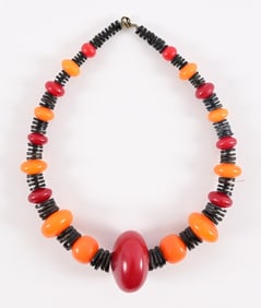 African Copal Resin & Coconut Heishi Bead Necklace