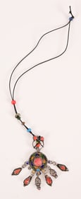 Kabyle Algerian Enameled Silver & Coral Necklace