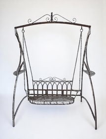 Antique Wrought Iron Painted Garden Swing