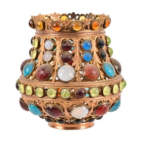 Antique Art Nouveau Jeweled Lamp Shade