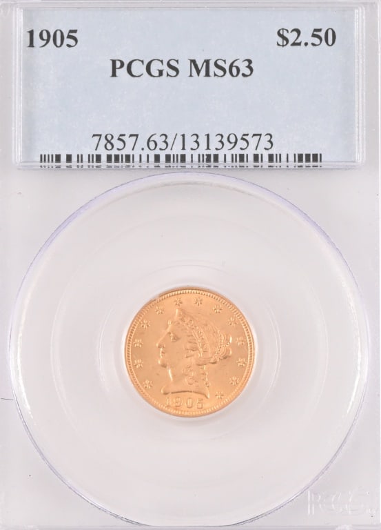 1905 Liberty Head $2.5 Gold Coin PCGS MS63 (1 of 2)