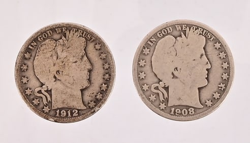 (2) Barber Head Half Dollars