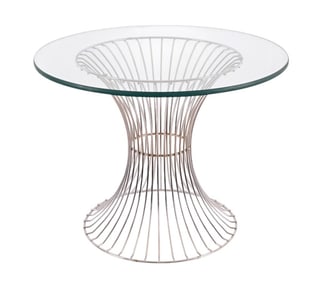 Glass Top End Table with Wire Base