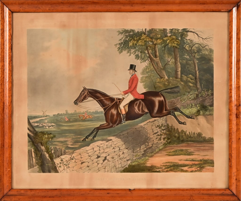 Harry Hieover on Tilter Framed Engraving: Engraved by John Harris. Framed, behind glass. Frame measures 35" x 29 1/4".