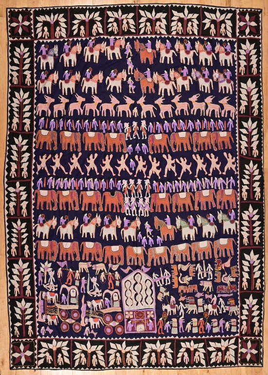 Vintage India or Pakistani Large Woven Tapestry: Approximately 7ft x 7ft