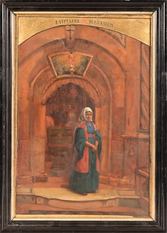Antique St. Sepulcre Jerusalem Oil Painting (1 of 6)