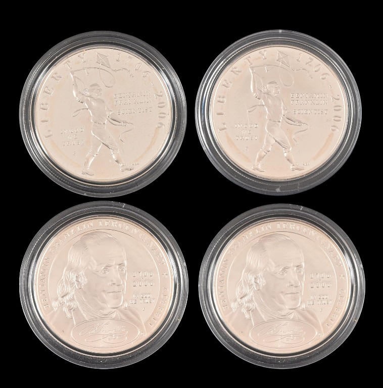 Collection of (4) Benjamin Franklin Silver Dollars (1 of 16)