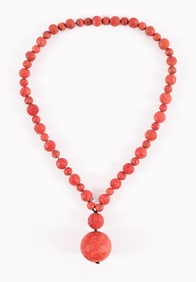 Red Coral Beaded Necklace