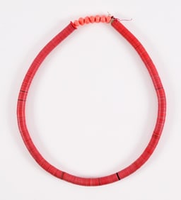 Heishi Style Pink Coral Disk Bead Necklace