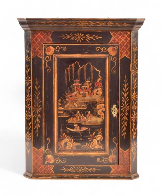 Antique Oriental Painted Corner Cabinet (1 of 3)