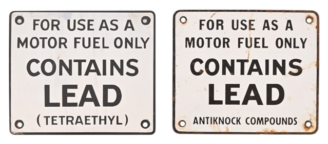 (2) Vintage "Lead" Gas Pump Plates