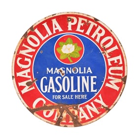Magnolia Gasoline Double Sided Porcelain Sign