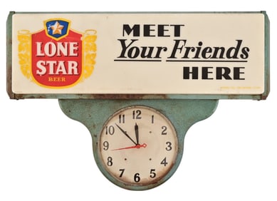 Lone Star Beer Light Up Clock c.1955