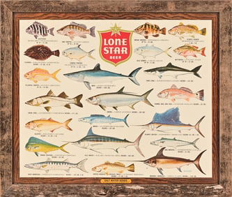 Lone Star Beer Saltwater Fish Cardboard Sign 1972