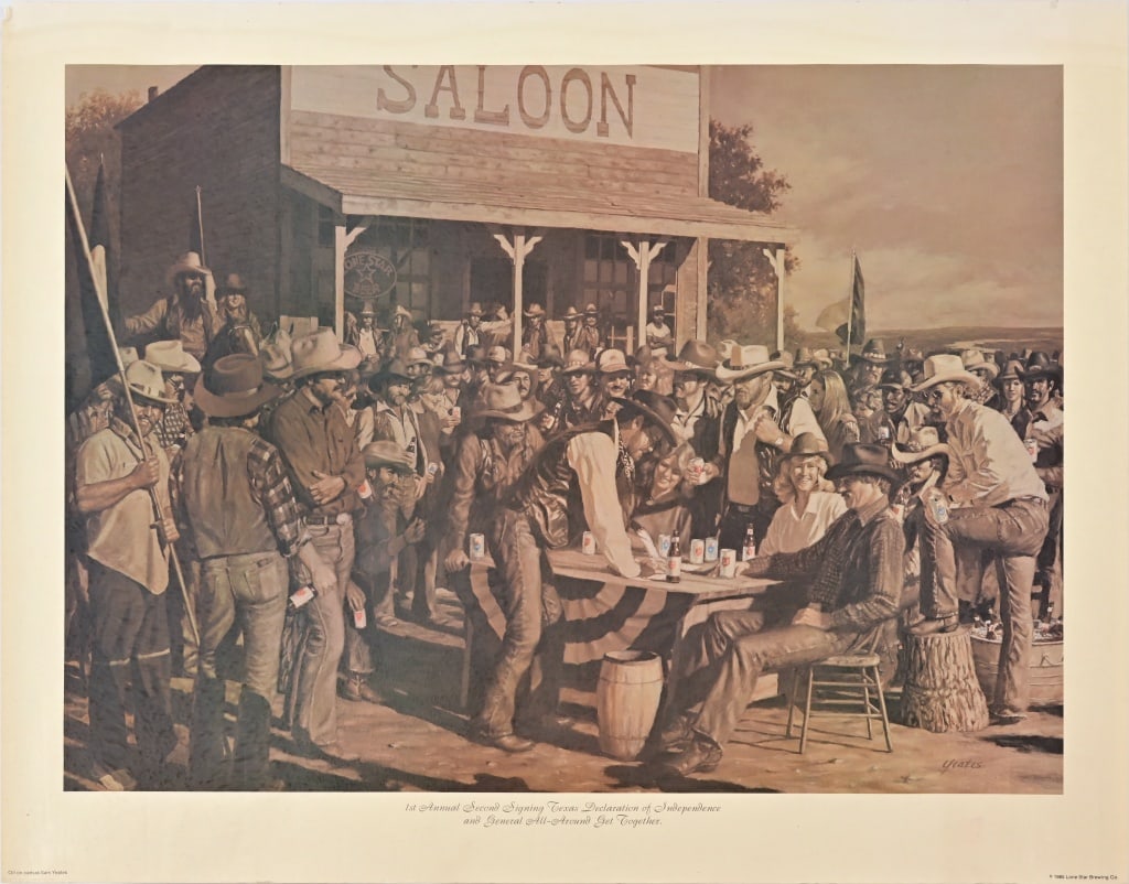 Lone Star Beer Texas 2nd Declaration Poster c.1985 (1 of 8)