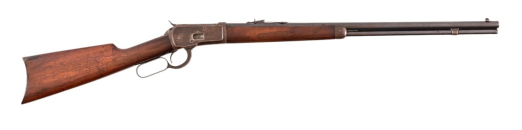 Winchester Model 1892 Lever Action Rifle .25-20: S/N 832463, manufactured 1917. Barrel measures 24", with decent bore. Good working action, with normal expected cosmetic wear for a rifle of it's age.