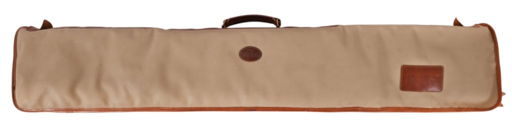 King Ranch Rifle Canvas Case: Initials "DEJ" on leather patch. 54" x 9 1/2".