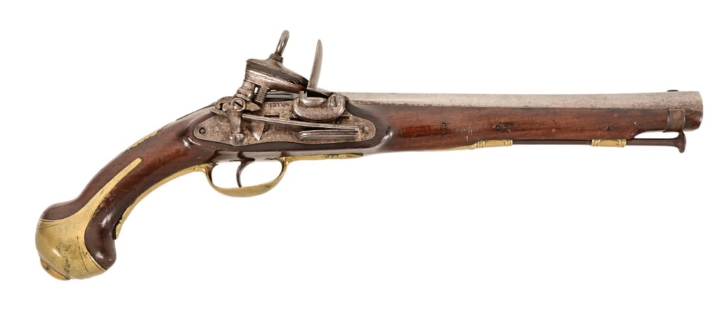 Rare Spanish King's Bodyguard 1789 Miquelet Pistol: Model 1789 "King's Body Guard". .72 caliber with a 10.5" barrel. The barrel is half round half octagon and marked "GVARa Del Cuerpo Del Ray" which translates to Bodyguard of the King. The barrel has l